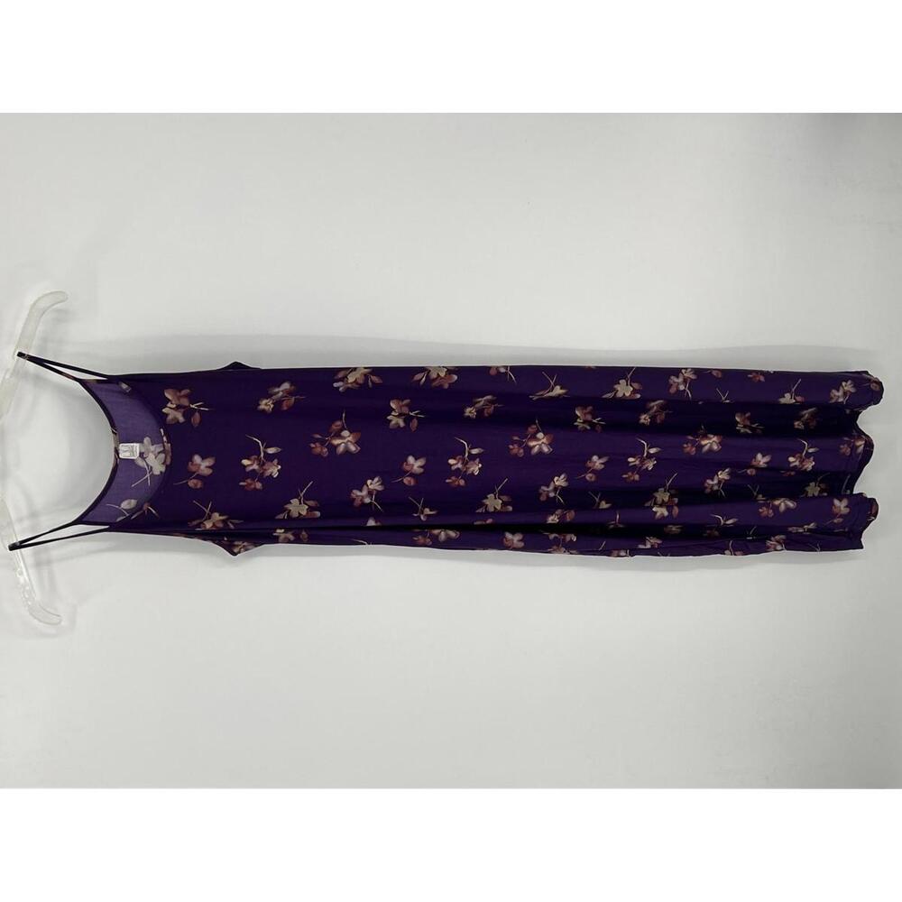INC‎ International Concepts Purple Floral Maxi Dress L Microfiber Nylon Spandex